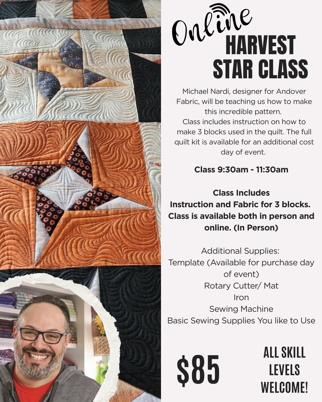 Harvest Star with Michael Nardi - ONLINE- July 11 - 9:30am-11:30am