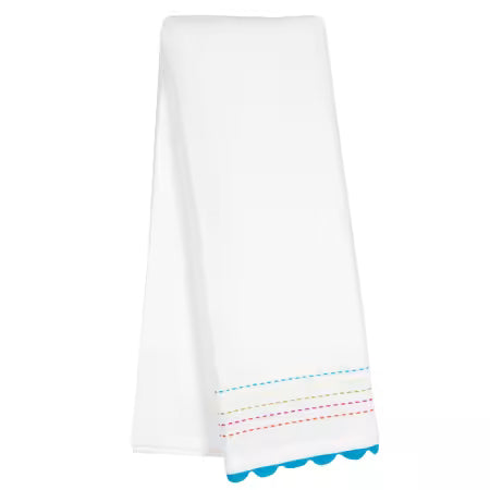 Embroidered Turquiose and Rick Rack Tea Towel
