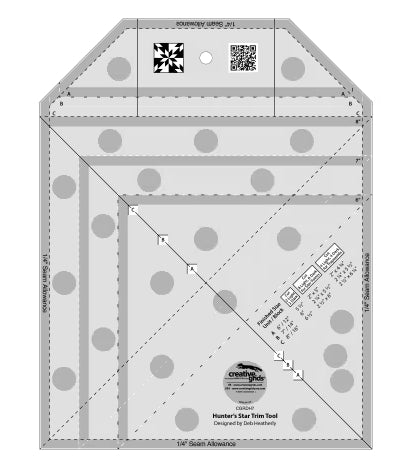 Creative Grids Hunter's Star Trim Tool Quilt Ruler # CGRDH7