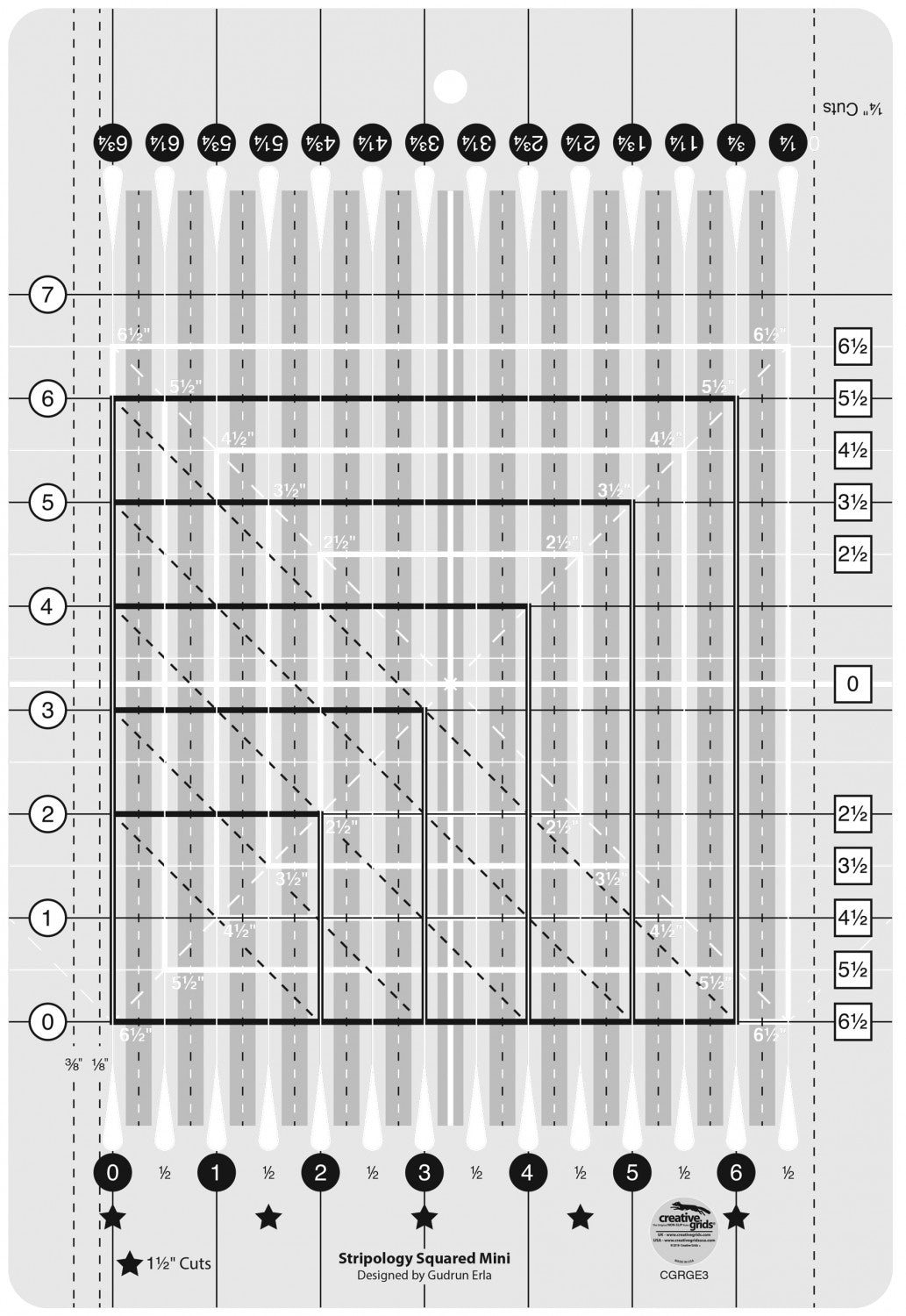 Creative Grids Stripology Mini Quilt Ruler CGRGE3